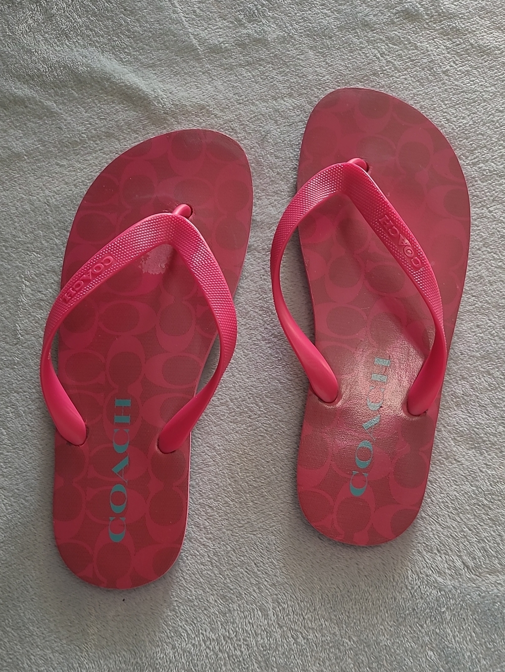 Coach Hot Pink Signature Logo Flip Flop Sandals